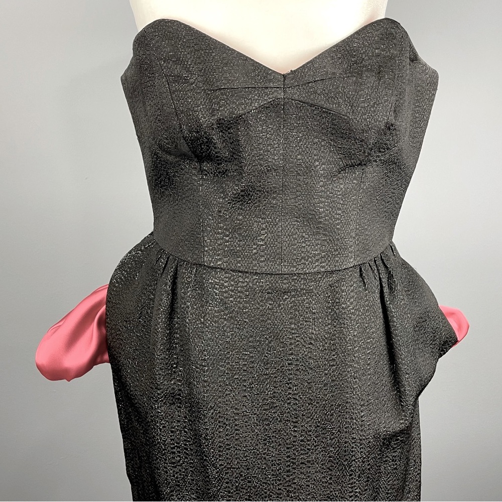 MILLY of New York Black Strapless Dress Size 2 shimmering with metallic thread - Picture 7 of 8